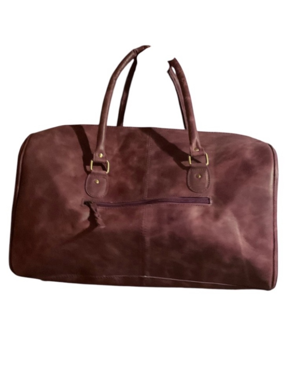 Purple Checkered Leather and Cowhide Weekender Bag NWT - Picture 5 of 6